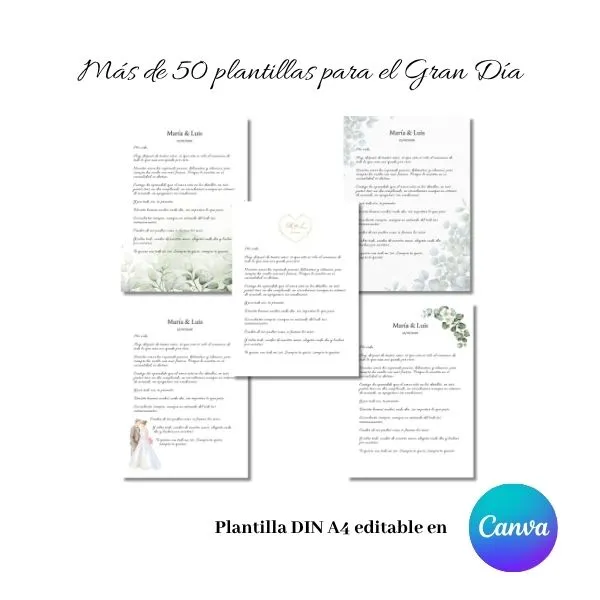 plantillas editables en din a4 para votos de boda