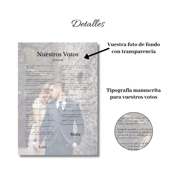 detalle de plantilla vertical de votos de boda para parejas con diseño vertical
