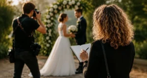 cronista de bodas trabajando junto a un fotografo