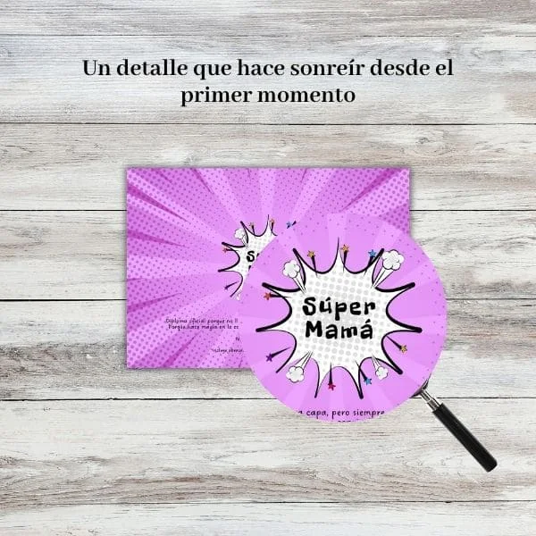 Detalle diploma súper mamá con diseño colorido