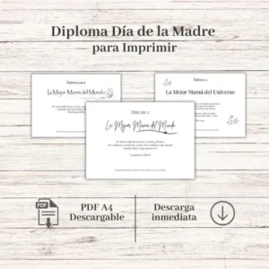 Diploma del Día de la Madre para imprimir en casa en blanco y negro