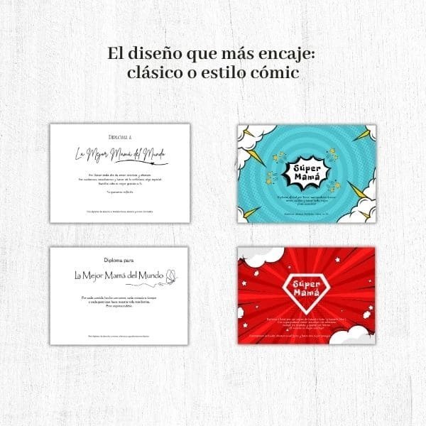 Diplomas día de la madre en blanco y negro y a color comparativa
