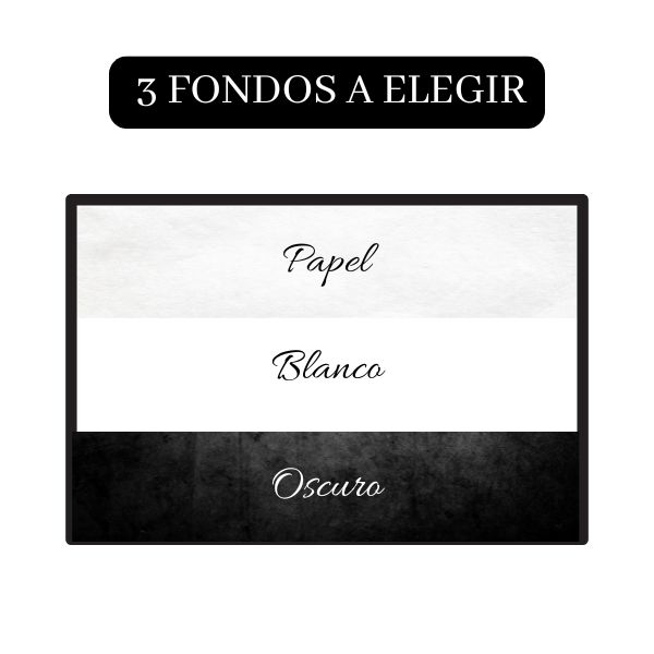 Muestra de los 3 fondos que pueden usar para personalizar tu lienzo de firmas: textura de papel, blanco u oscuro.