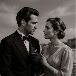 Pareja disfrazada para su preboda al estilo Casablanca
