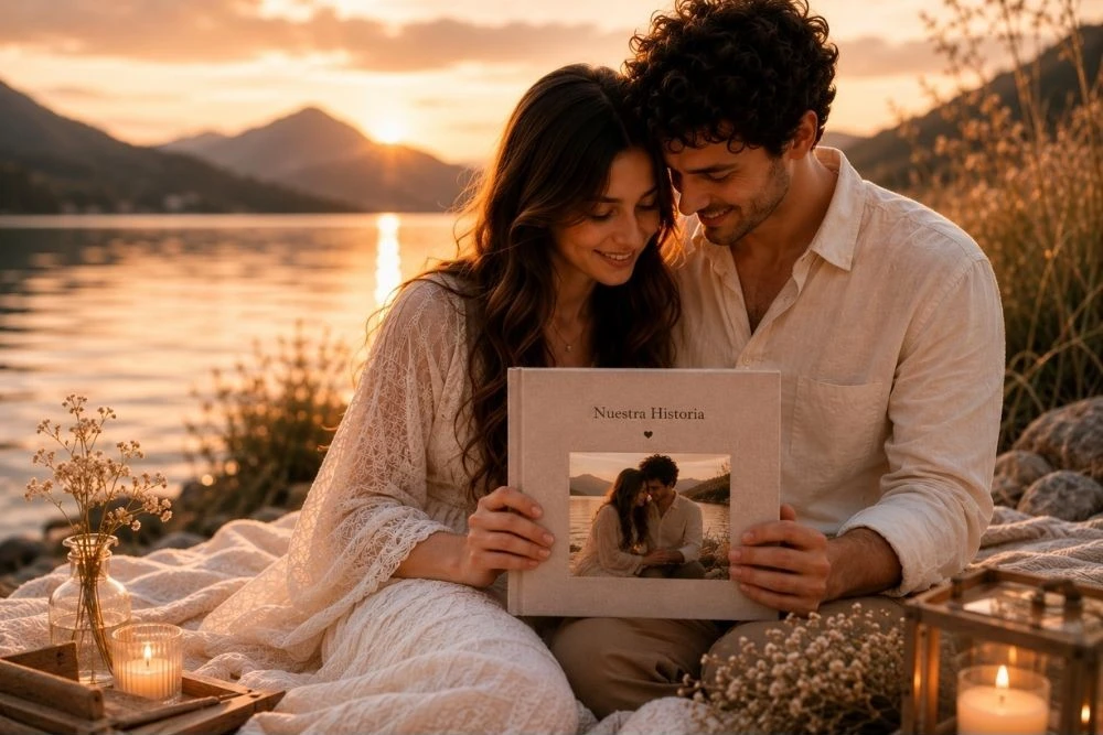 pareja leyendo su libro de preboda