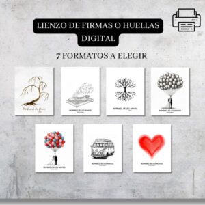 7 modelos de lienzo de firmas o huellas digitales únicos y exclusivos para bodas y que puedes descargar e imprimir