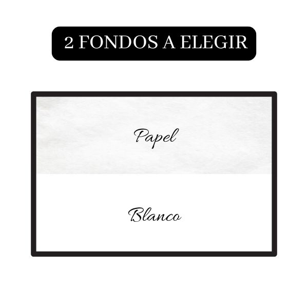 Muestra de los colores que puedes escoger para el fondo de tu lienzo de firmas o huellas. Uno que imitan el papel y el otro en blanco para novios que buscan sencillez y originalidad.