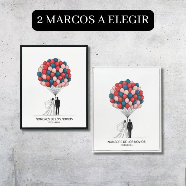 Muestra de los dos colores de marcos para los lienzos de firmas y huellas personalizados.