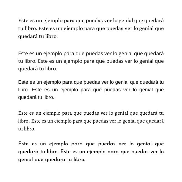 Ejemplo de las 5 tipografías disponibles para Imprime tu libro