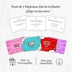 Pack diplomas día de la madre para imprimir con varios diseños